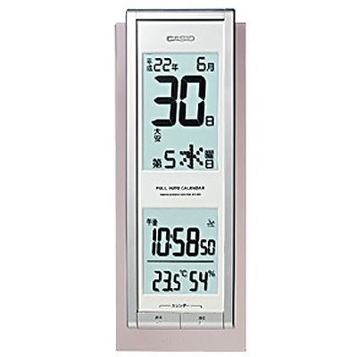 【クリックで詳細表示】カシオ 六曜表示/温・湿度計付デジタル電波掛時計 (IDC200J8JF) IDC-200J-8JF