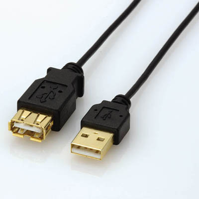 【クリックでお店のこの商品のページへ】【5個セット】USB2.0延長ケーブル/A-Aメスタイプ/極細/0.5m/ブラック ：U2C-EX05BK