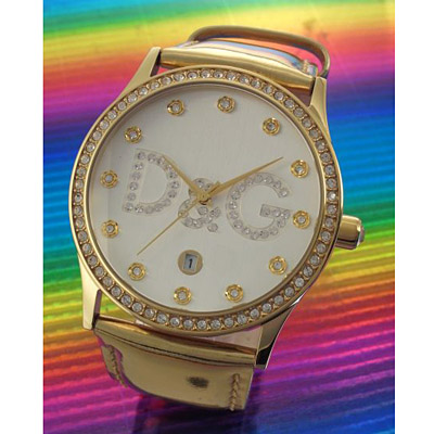 【クリックでお店のこの商品のページへ】D＆G ディーアンドジー ディーアンドジー 腕時計 Grolia(グロリア) ロゴ＆ラインストーン レザーウオッチ DW0390 (wawadag00108) wawadag00108