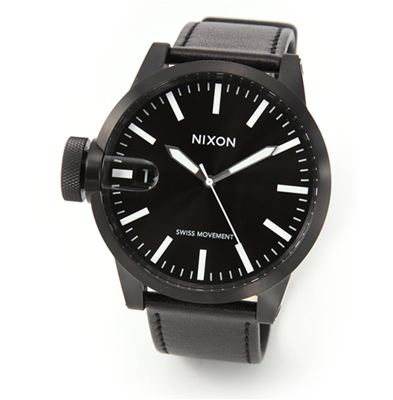 【クリックでお店のこの商品のページへ】NIXON ニクソン ニクソン メンズ 腕時計 CHRONICLE (クロニクル) オールブラック・レフトリューズ・レザーストラップウオッチ A127-001 wwni00338m